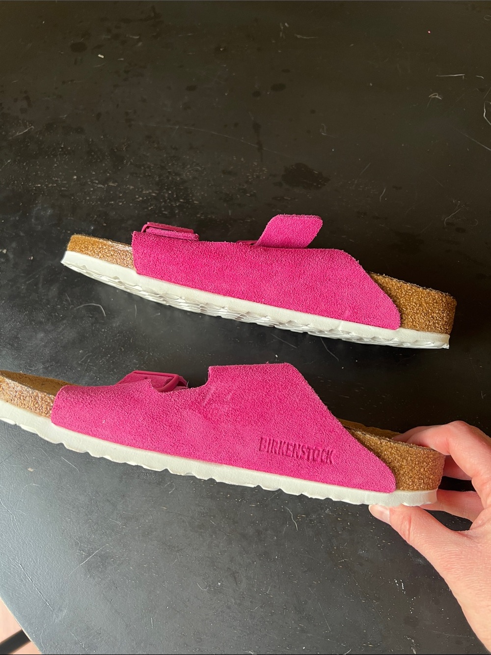 Birkenstock Arizona Sandals Magenta Fuchsia Size 40 Double Buckle Sandals - Picture 8 of 9